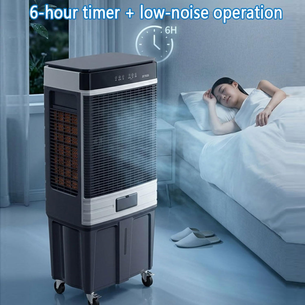  Climatiseur Mobile Silencieux Rafraîchisseur D’Air Réservoir 80L 60W Économie D’Énergie 35dB Silencieux Oscillation 120°3 Vitesses Humidificateur Ventilateur Refroidisseur D'air Maison Burea
