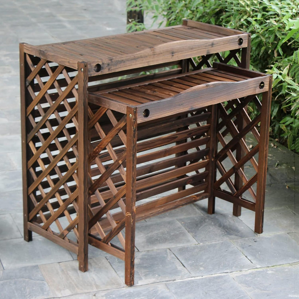 GENERIC Housse De Climatiseur Extérieur Et Boîtier De Pompe à Chaleur – Séparateur En Bois Massif, Support De Poubelle Avec Grilles – Support De Fleurs Polyvalent Et Support Pour La Protection Du Jardin