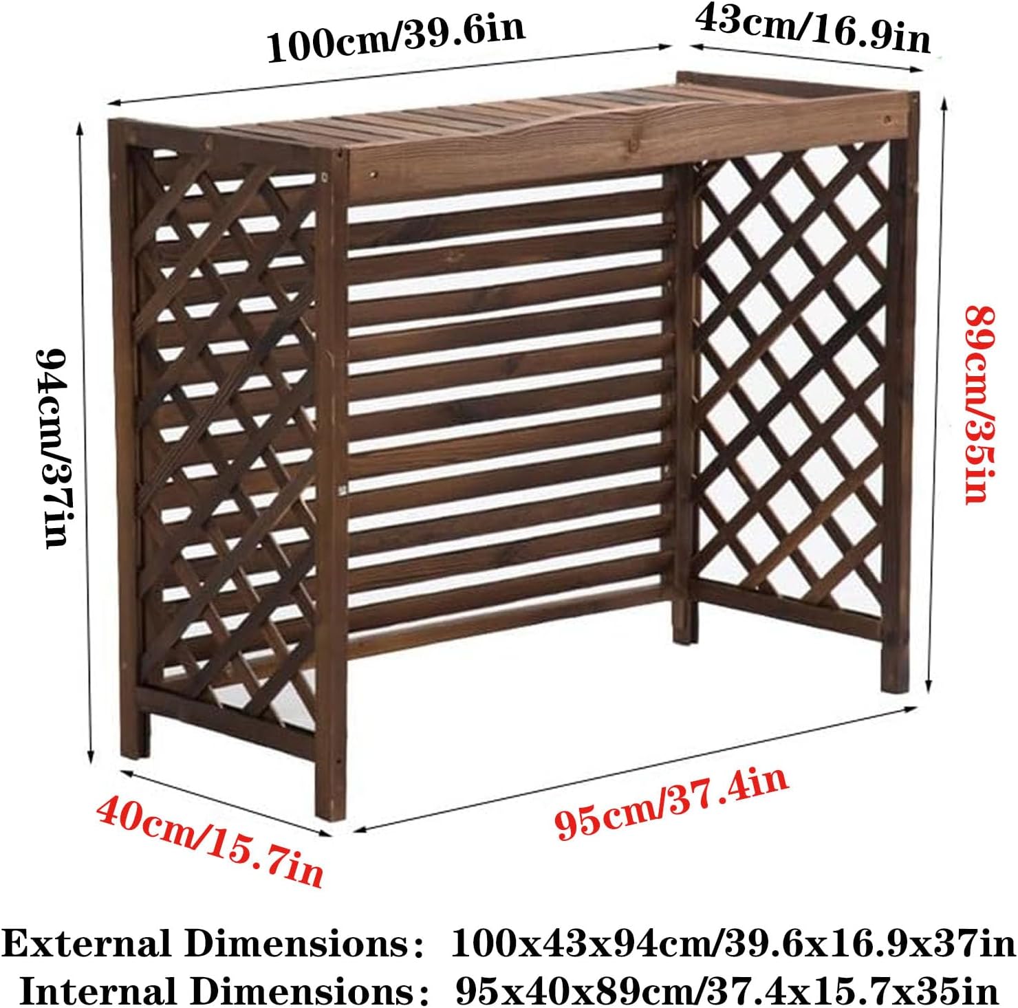  Clôture Extérieure, Couverture De Climatisation, Grilles Autoportantes En Bois Massif Pour Climatiseurs Et Pompes à Chaleur, Support De Fleurs Pour Climatisation
