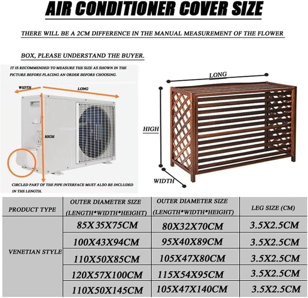 GENERIC Housse De Protection En Bois Pour Climatiseur Extérieur - Protection Anti-corrosion - Pour Pompe à Chaleur - Grille Décorative Et Support De Fleurs - 120 X 100 Cm