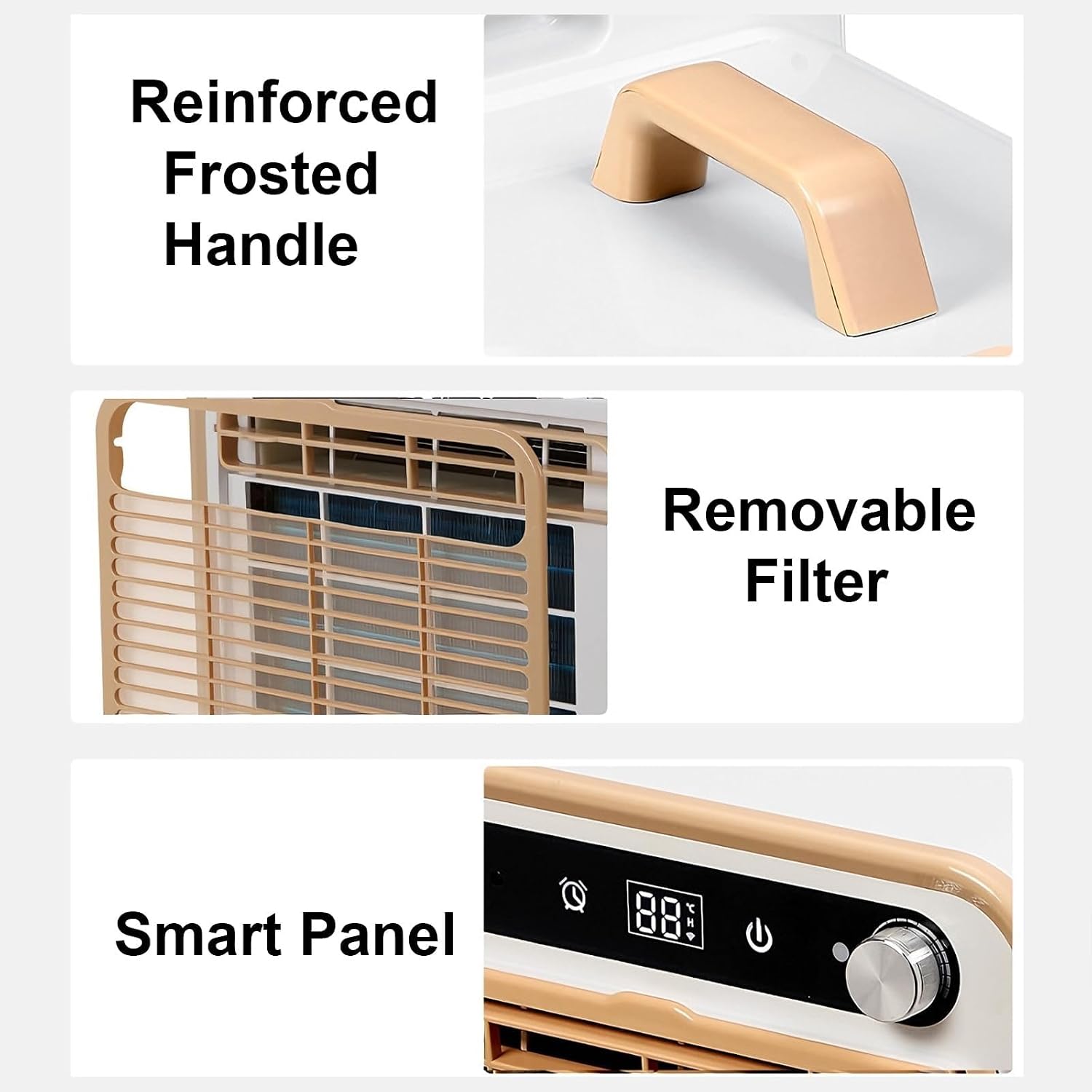  Climatiseur Portable, 1500W Refroidissement Silencieux Avec Flux D'air De 130m3/h, Minuterie 12H, Contrôle Tactile/à Distance/WiFi, Léger Pour Camion De Camping RV Chambre