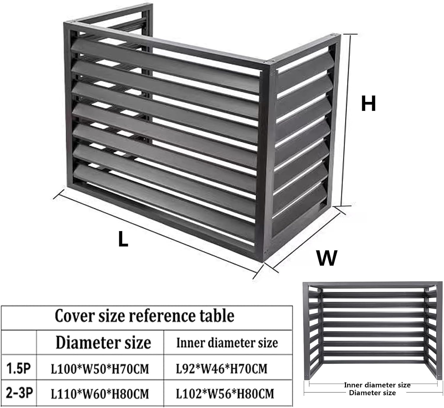 GENERIC Bâche Robuste En Aluminium Pour Climatiseur Et Clôture D'intimité Pour Unités Extérieures – Étagère à Persiennes Pour Balcon Et Jardin Blanc 100 X 70 X 50 Cm
