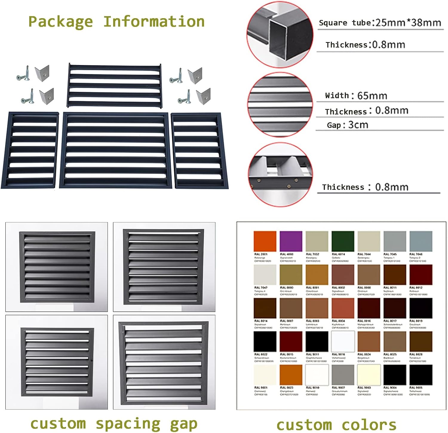 GENERIC Housse De Climatiseur Extérieur Avec écran De Clôture – Volets En Alliage D'aluminium Et Support De Fleurs En Métal Anti-corrosion Pour Unité De Climatisation Marron A Taille 2-3P