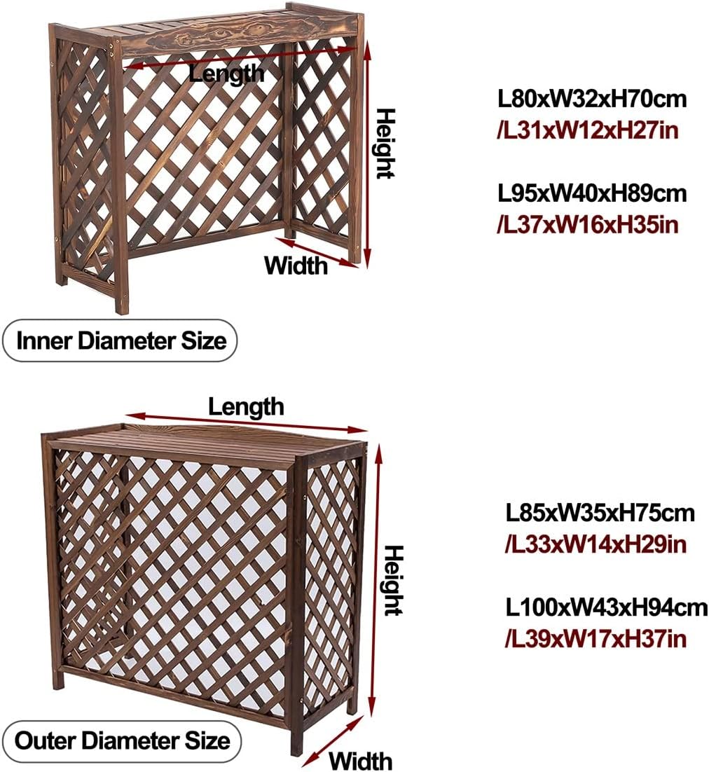 GENERIC Housse De Protection Pour Climatiseur Extérieur En Bois - Grille De Protection Antivol - 83 X 35,6 X 74,9 Cm (L X L X H) - Pour Poubelles Ou Unités De Climatisation - Résistante Aux Intempéries