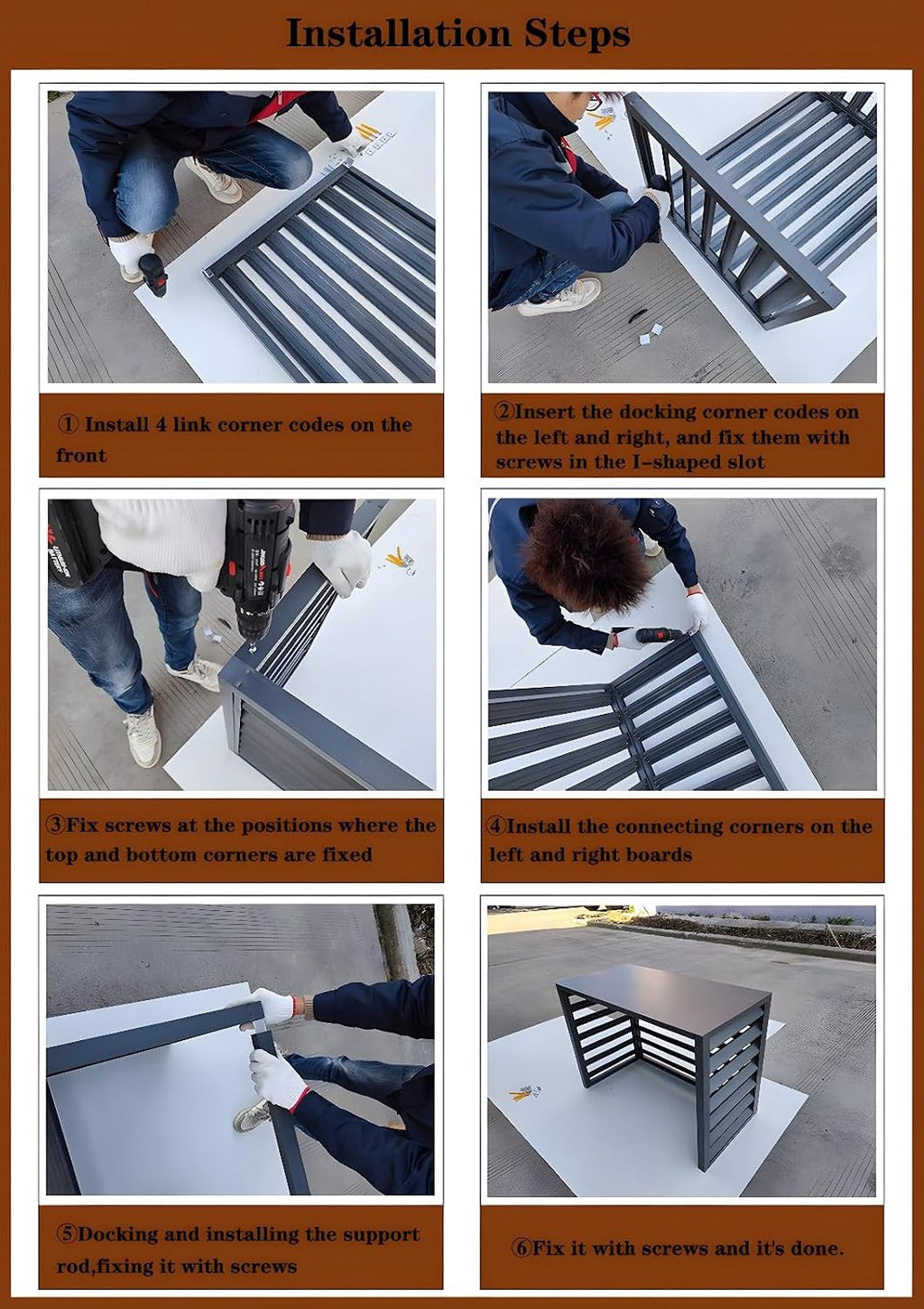 GENERIC Housse De Protection En Aluminium Pour Climatiseur Extérieur – Clôture à Persiennes Antirouille – Protection De Climatiseur Autonome élégante – Résistante Aux Intempéries Et à La Déformation