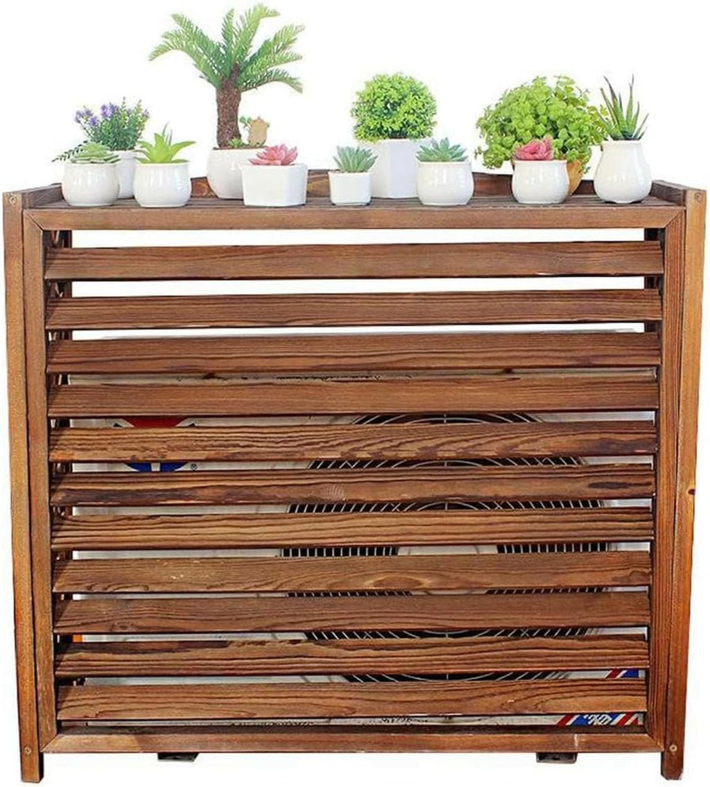 GENERIC Couvercle De Climatiseur Extérieur En Bois Pour Radiateur - Anti-corrosion - Pompe à Chaleur - Grille De Protection Décorative Pour Fleurs - 85 X 80 Cm