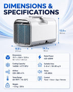  Climatiseur Portable 4777 BTU, Déshumidificateur De Ventilateur De Refroidissement 4 En 1 Pour Tente De Camion De VR, Unité Alésée à Courant Alternatif/DC Avec Mode De Sommeil, Efficace En Matière D