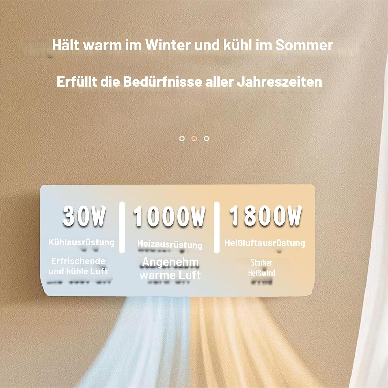 GENERIC Ventilos Avec Télécommande, 30 DB Silencieux, Chauffé Et Refroidi, écran Tactile, Compact Pour Chambre à Coucher, Bureau Et Salon, économie D'énergie Et Facile à Installer