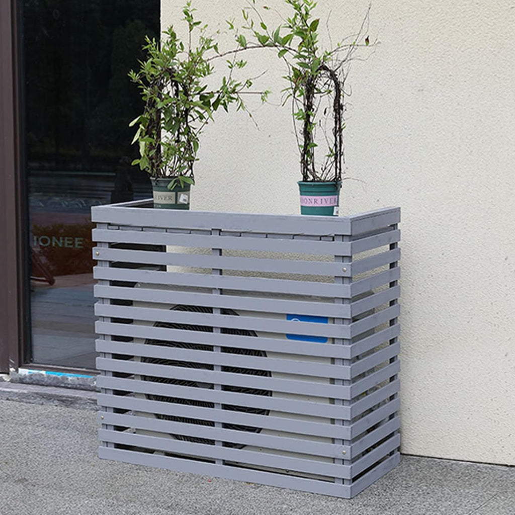 GENERIC Housse De Climatiseur D'extérieur En Bois – Capot à Persiennes En Bois Massif Avec Support De Fleurs élégant Pour Climatiseur Résistant Aux Intempéries Et Design