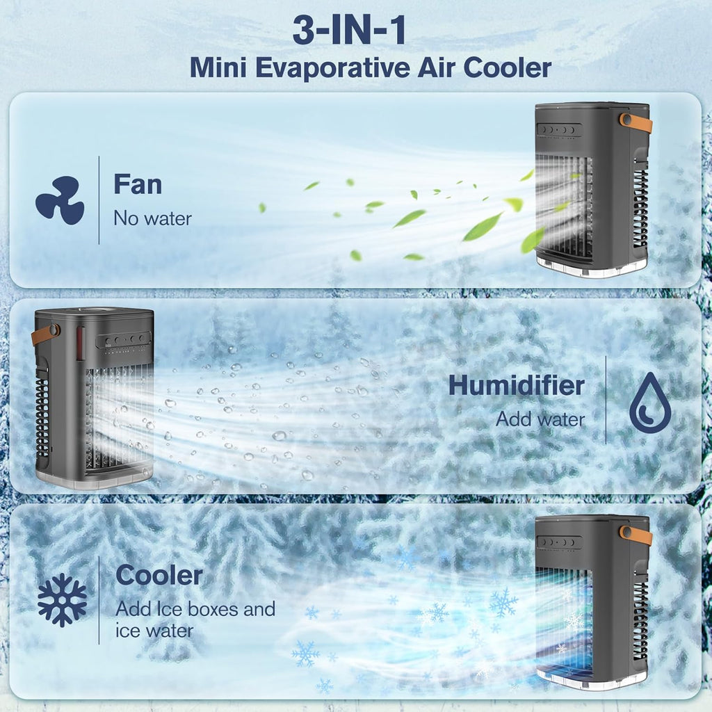  Refroidisseur D'air Par évaporation, Unité AC Portable Pour Chambre à Coucher, Bureau, 7 Lumières De Couleur, Mini Climatiseur Personnel,
