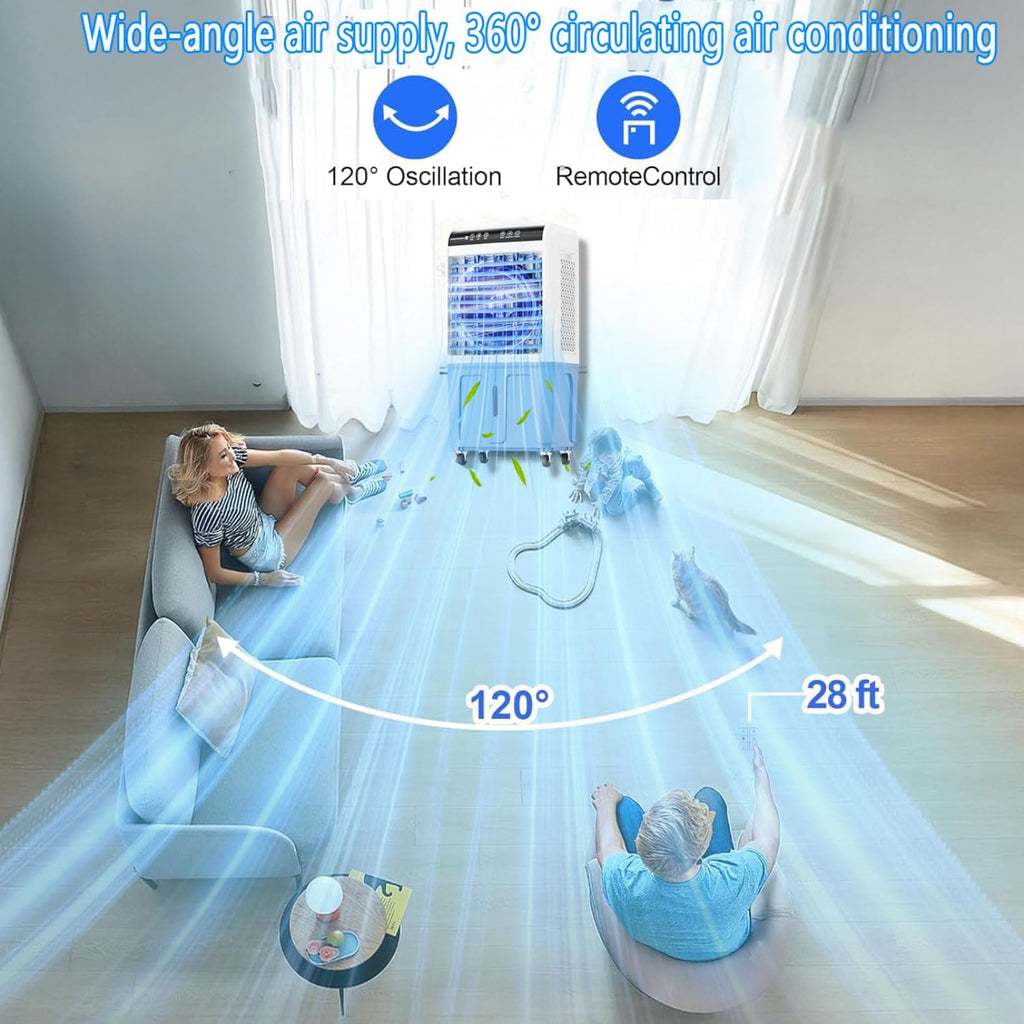 GENERIC Refroidisseur D'air Portable Avec Réservoir De 40L, Télécommande à écran Tactile, 3 Vitesses, 120 Swing, Fonctionnement Silencieux Pour L'utilisation Intérieure De Bureau à Domicile