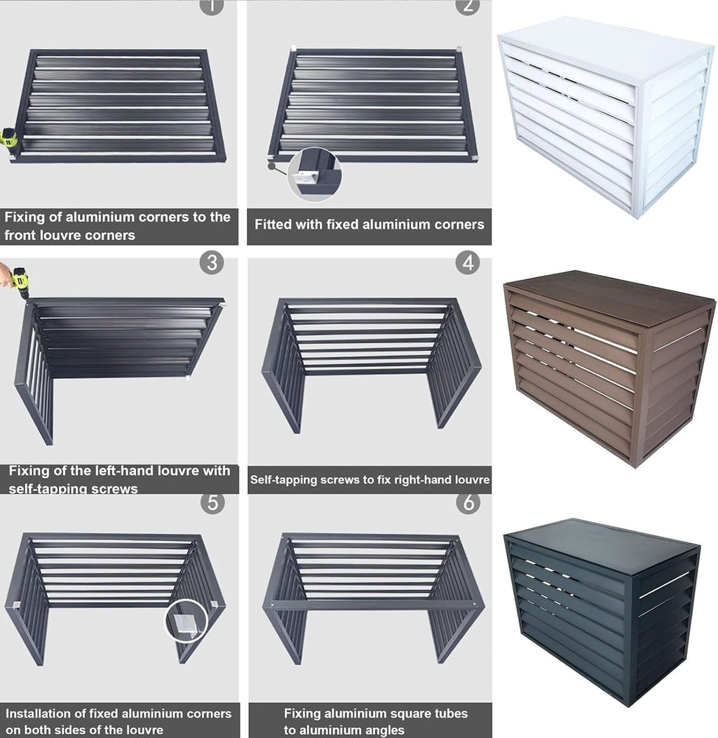 GENERIC Couvercle En Aluminium Pour Climatiseur Et Pompe à Chaleur – Protection élégante Pour Unités Extérieures – Cache-chaleur Décoratif Pour Systèmes De Climatisation Domestiques – Design Durable Et