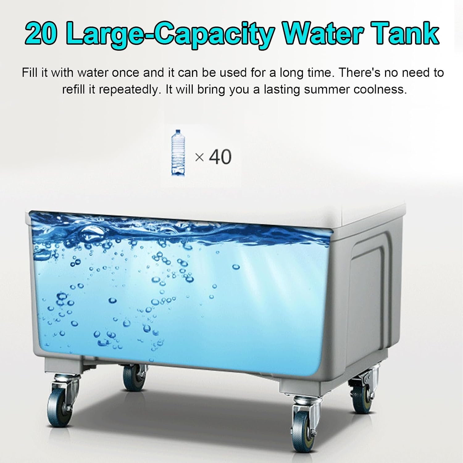 Ventilateur D'air évaporatif Commercial 55L Réservoir D'eau, 3 Vitesses, Oscillation De 120 ° Pour L'extérieur