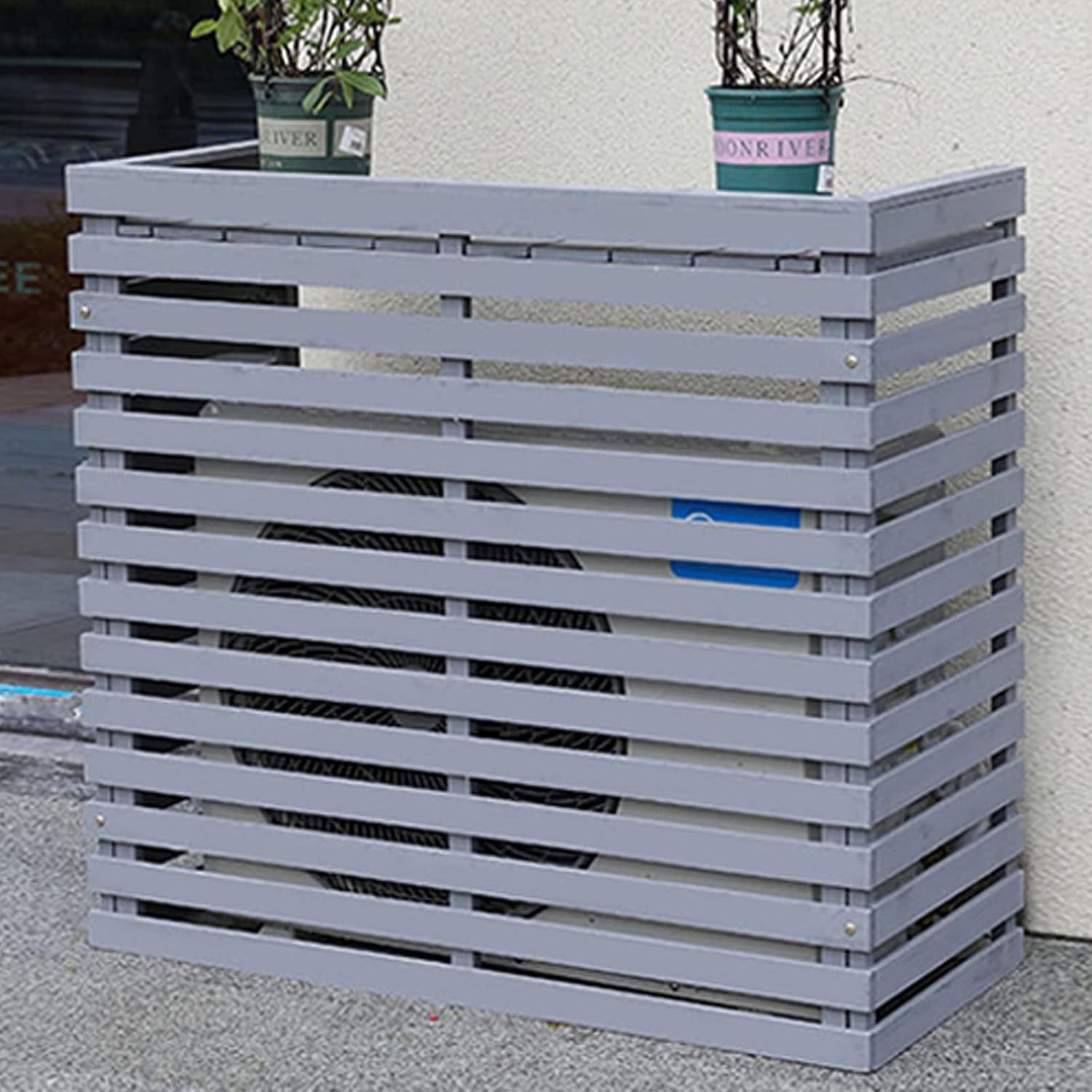 GENERIC Bonsai Design Housse En Bois Pour Climatiseur – Protection D'unité Extérieure | Cadre En Maille Polyvalent Pour Jardins, Terrasses Et Balcons | Housse élégante Pour Climatisation