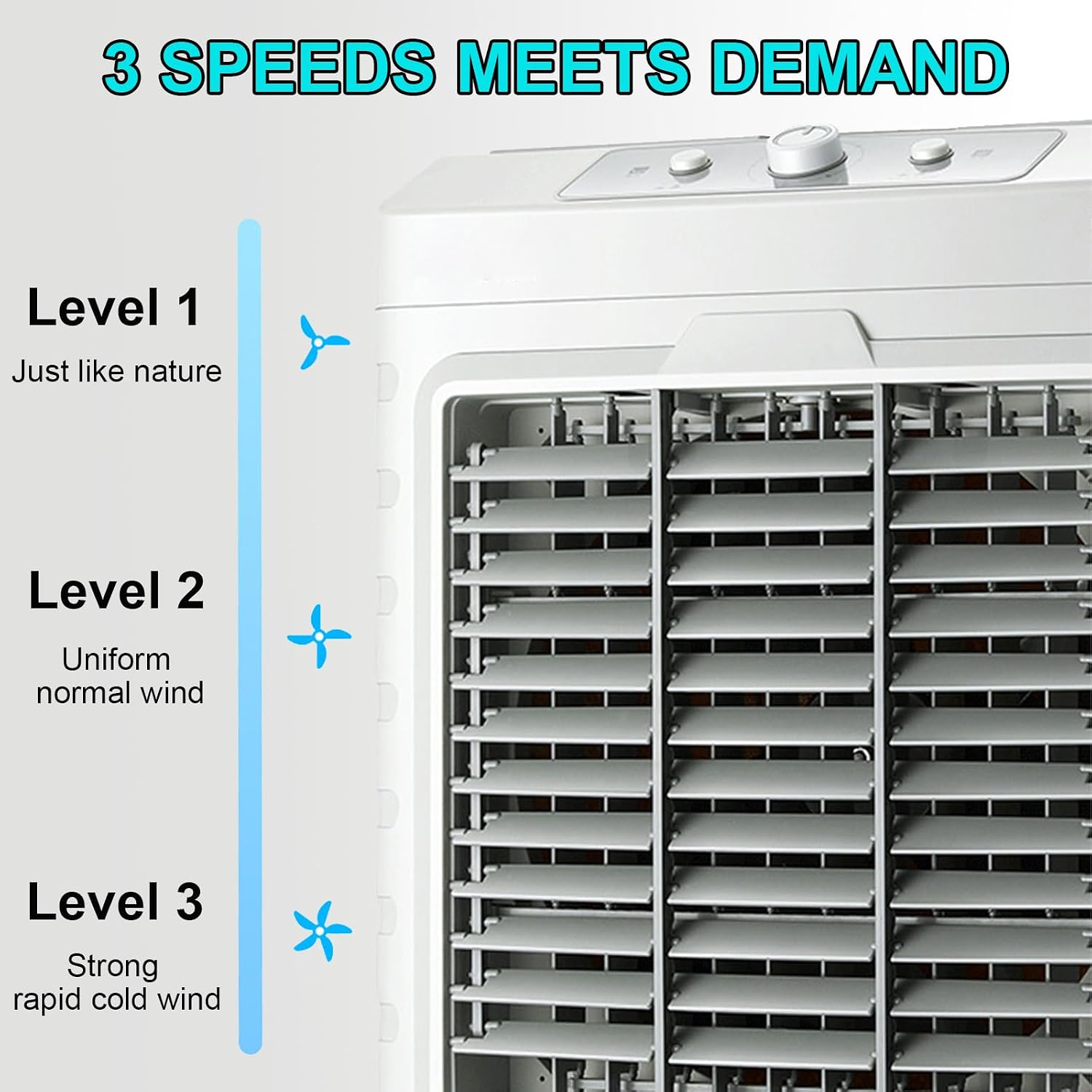 GENERIC Ventilateur De Refroidisseur D'air évaporatif 50L, Unité De Refroidissement Portable à 3 Vitesses Avec Oscillation à 120 °, Grand Réservoir D'eau Pour L'utilisation De Garage De Patio Extérieur