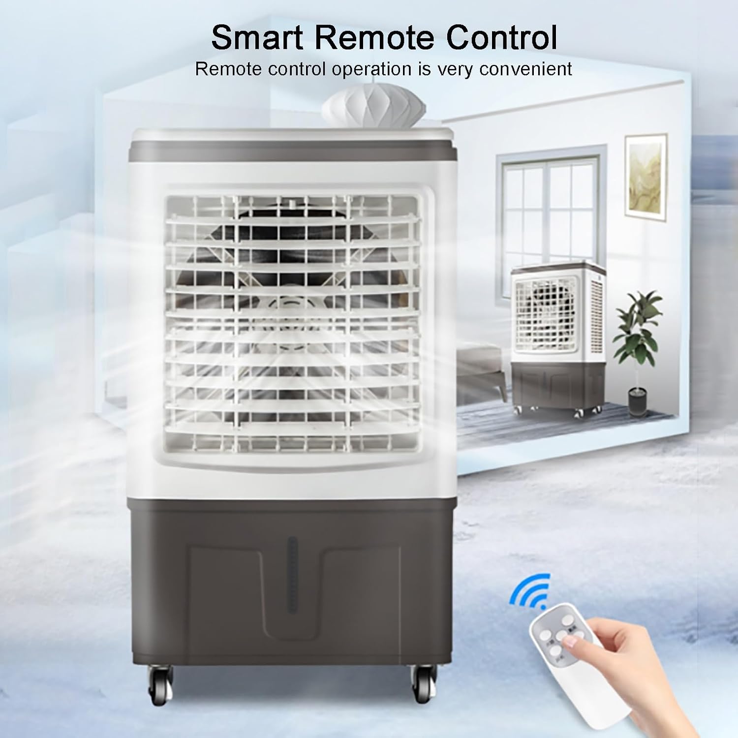 GENERIC Refroidisseur D'évaporation Commercial, Ventilateur De Marais à 3 Vitesses Avec 120 Oscillation, Grand Réservoir Et Roues Pour L'usine, Restaurant, Bureau.Refroidissement Efficace, Fonctionnement Calm