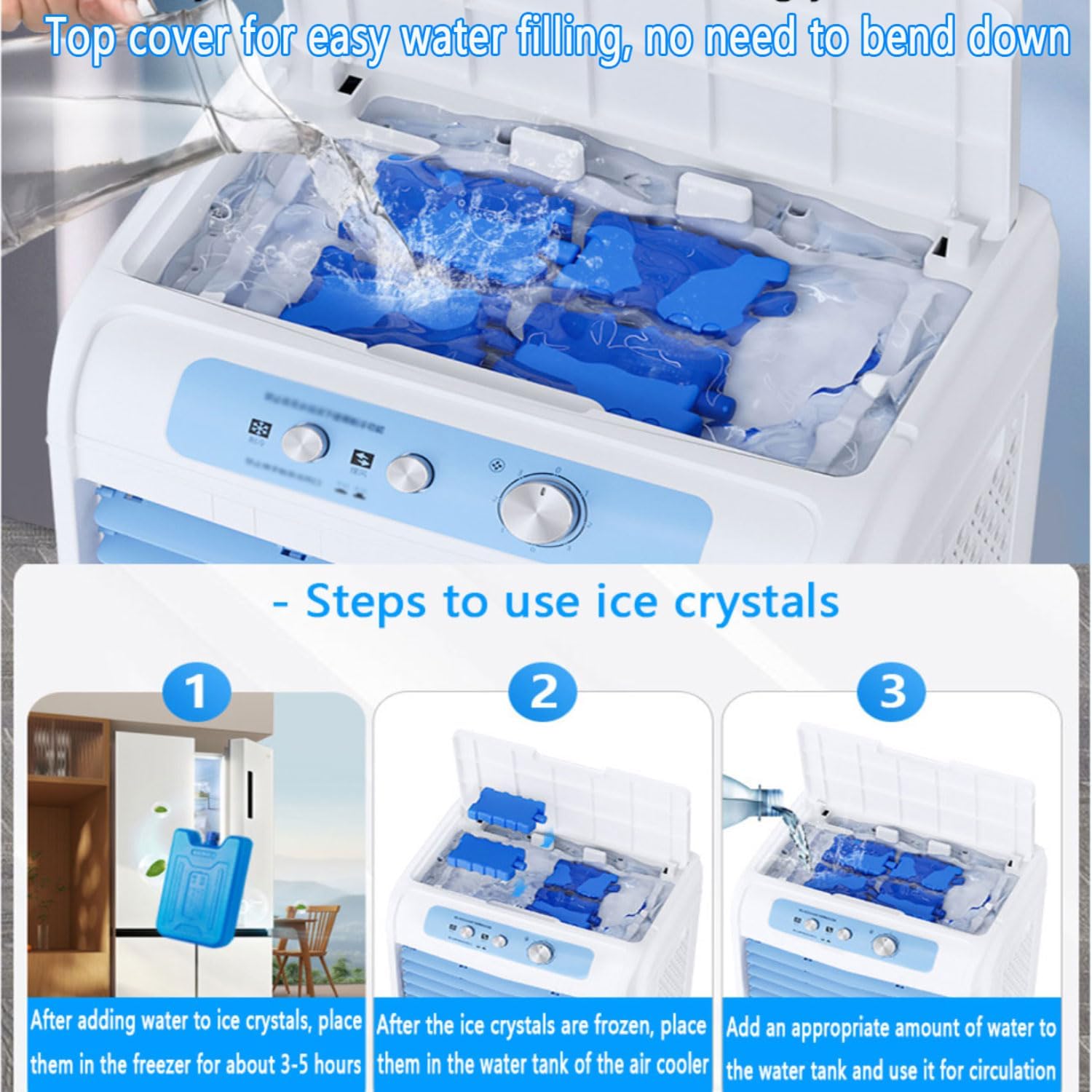 GENERIC Refroidisseur D'air Portable Avec Réservoir De 40L, Télécommande à écran Tactile, 3 Vitesses, 120 Swing, Fonctionnement Silencieux Pour L'utilisation Intérieure De Bureau à Domicile