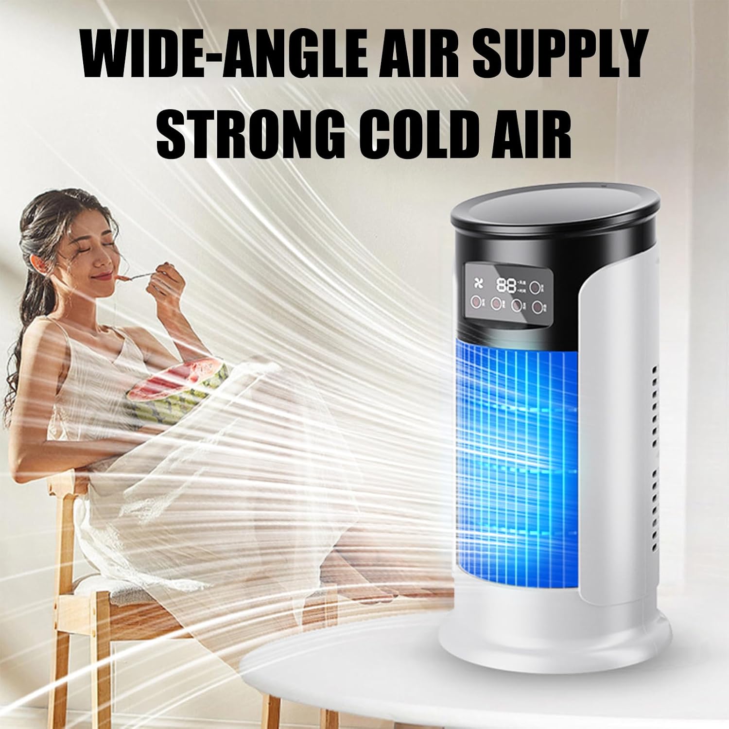 GENERIC Ventilateur De Climatisation, Unité De Refroidissement Par évaporation, Silencieux, Fonction Minuterie, Réservoir D'eau De 300 Ml, Parfait Pour Le Confort De La Chambre, Le Rafraîchissement De La