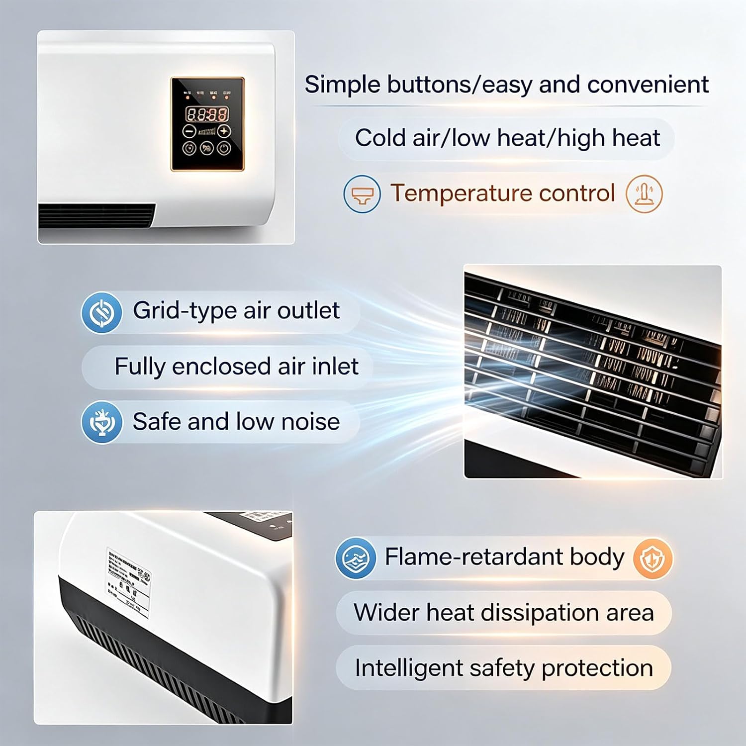  2000W 2-in-1 Portable Wall Mounted Air Conditioner, Mini Wall Mounted Air Conditioner, Fast Cooling And Heating, 8 Hours Timer For Home And Office,Gold Flower