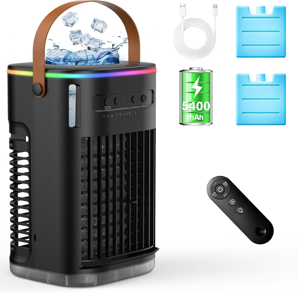  Refroidisseur D'air Par évaporation, Unité AC Portable Pour Chambre à Coucher, Bureau, 7 Lumières De Couleur, Mini Climatiseur Personnel,
