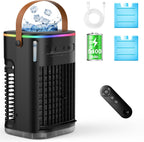  Refroidisseur D'air Par évaporation, Unité AC Portable Pour Chambre à Coucher, Bureau, 7 Lumières De Couleur, Mini Climatiseur Personnel,