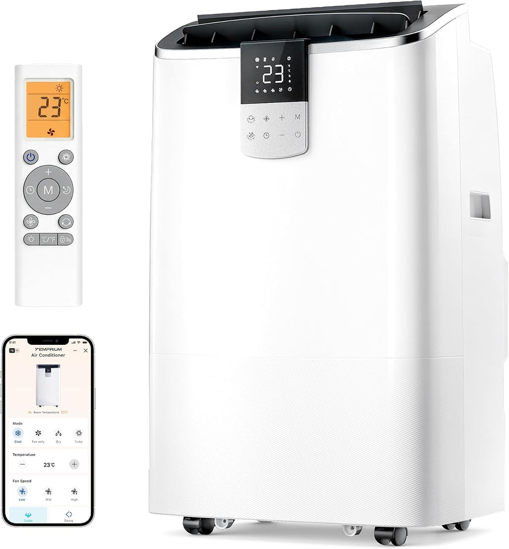  Climatiseur Mobile 7000 BTU, 3-en-1 Écoénergétique Climatiseur Portable, Kit Fenêtre Inclus, Contrôle Via Application/Télécommande, Silencieux <48 DB, Minuterie 24 H, Idéal Pour Pièces Jusqu’à 20 M²