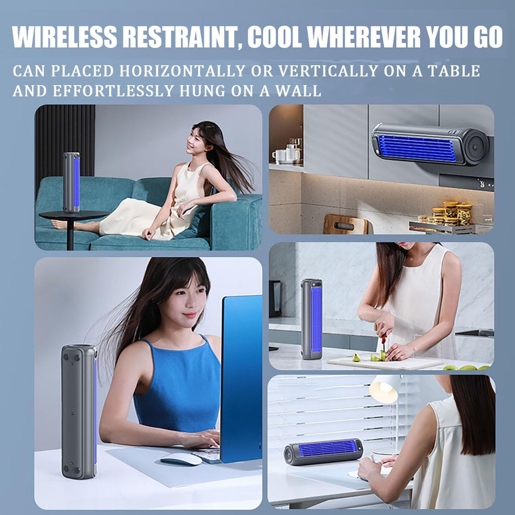  Festberg Cooling Ace Lot De 2 Ventilateurs Tour De Bureau Portable, 3 Vitesses, Ventilateur Tour De Bureau, Rechargeable Par USB, Pour Chambre à Coucher, Bureau, Maison, Restez Au Frais En été, Beige