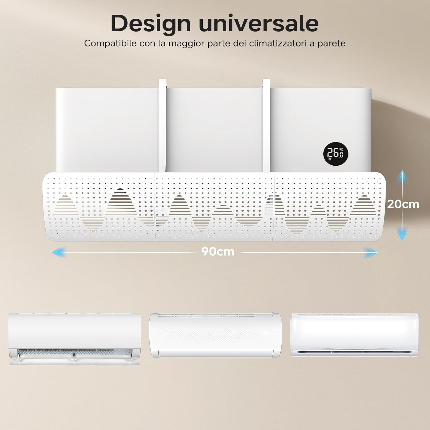  Deflecteur Climatisation Universale, Déflecteur D'aria Regolabile E Portatile, Deflecteur Climatisation Murale Pour Maison/Bureau âgés, Néonats, Femmes En Gestation (Blanc)