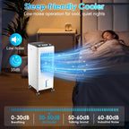 GENERIC Ventilateur De Refroidisseur D'air Portable 3-en-1 Refroidissement Par évaporation Avec Réservoir 6L Et Packs De Glace 35dB Silencieux 60°Oscillation Pour La Chambre De Bureau à La Maison Pet-Friendly