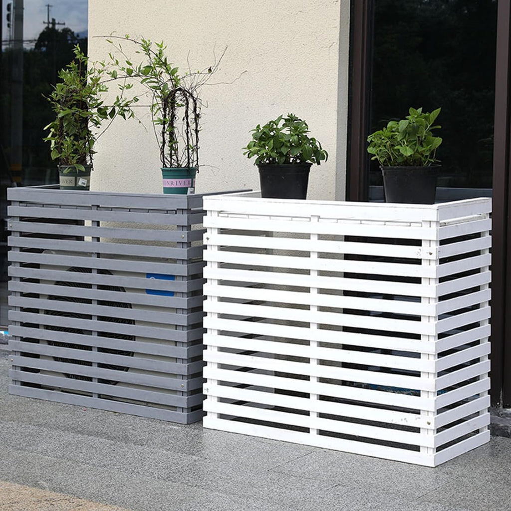  Housse De Protection Pour Climatiseur D'extérieur En Bois Massif Avec Persiennes - Support Polyvalent Résistant Aux Intempéries - G-85 X 35 X 80 Cm - Parfait Pour La Décoration De Terrasse Et De