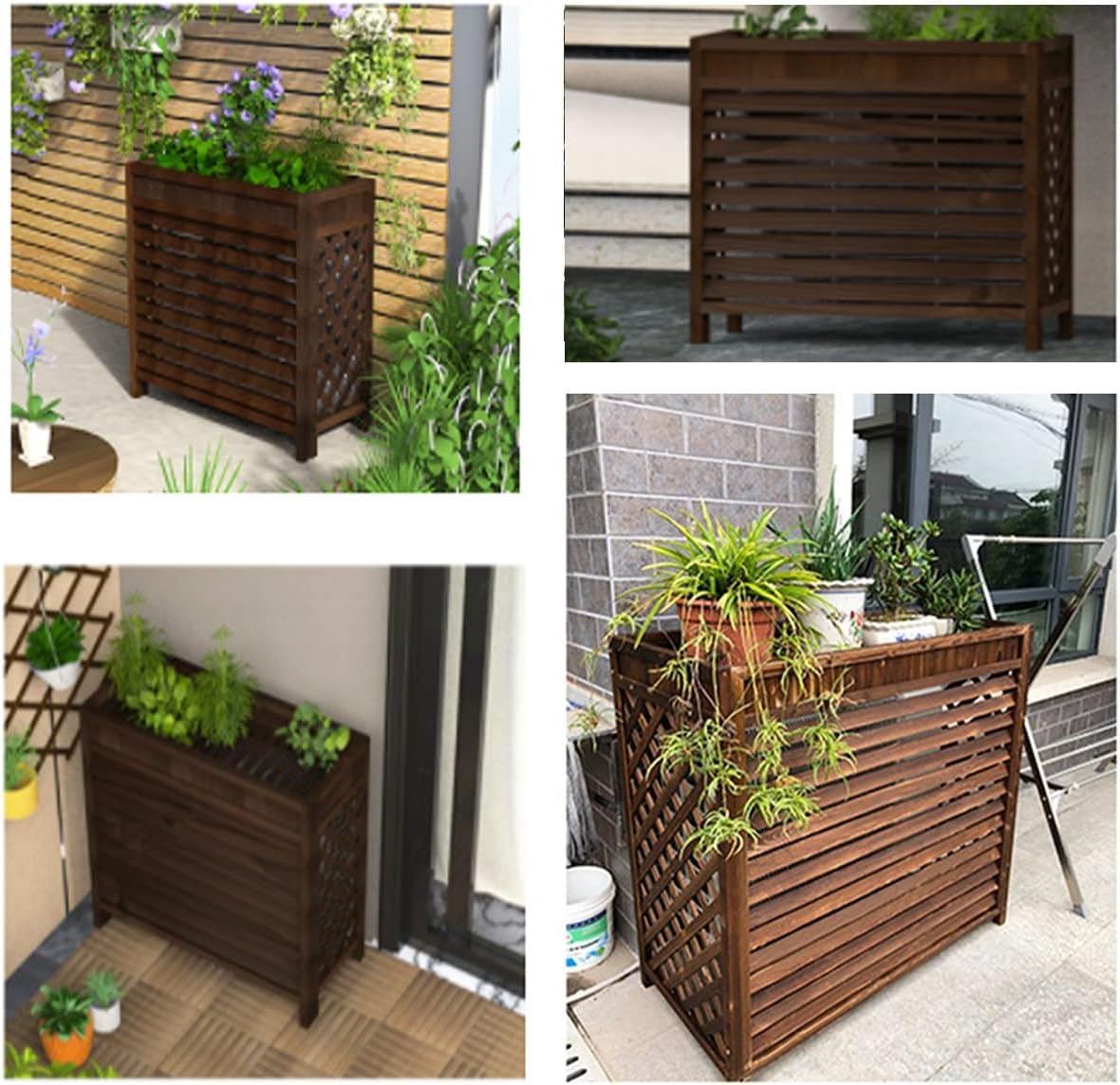  Housse De Protection Pour Climatiseur D'intérieur En Bois Massif, Support à Fleurs, Unité De Condensation, Cadre à Persiennes, écran De Confidentialité, Protection Contre Les Intempéries