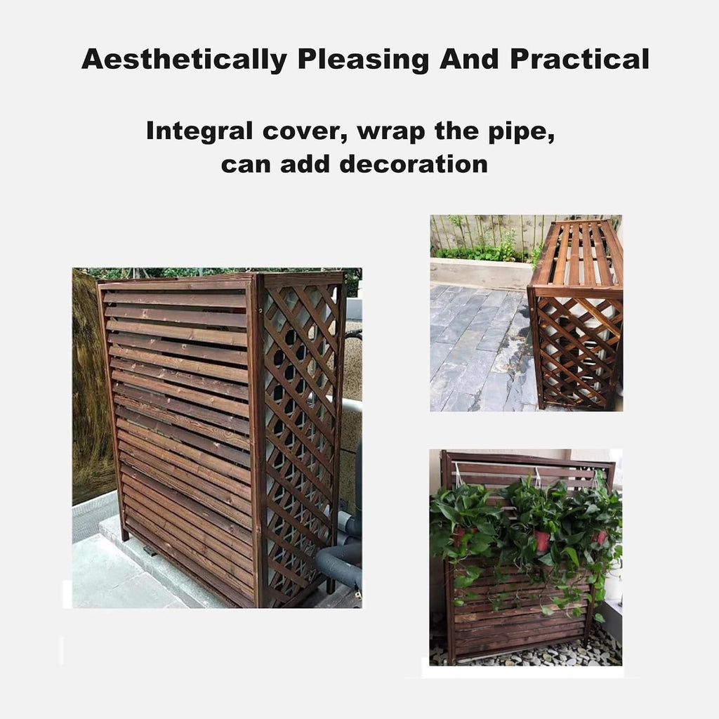 GENERIC Housse De Protection En Bois Massif Pour Climatiseur – Protection Contre La Poussière Extérieure Pour Unités CVC, Résistante Aux Intempéries, Design élégant Pour Une Utilisation Toute L'année