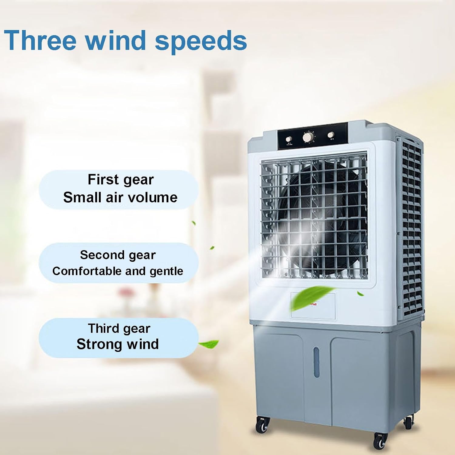 GENERIC Refroidisseur D'air Portable 70L Avec Rideaux De Glace, Refroidisseur D'évaporation 3-en-1 Et Humidiificateur Pour L'intérieur Extérieur, Unité De Refroidissement Pitoyable Et Tranquille Sur Les Roues