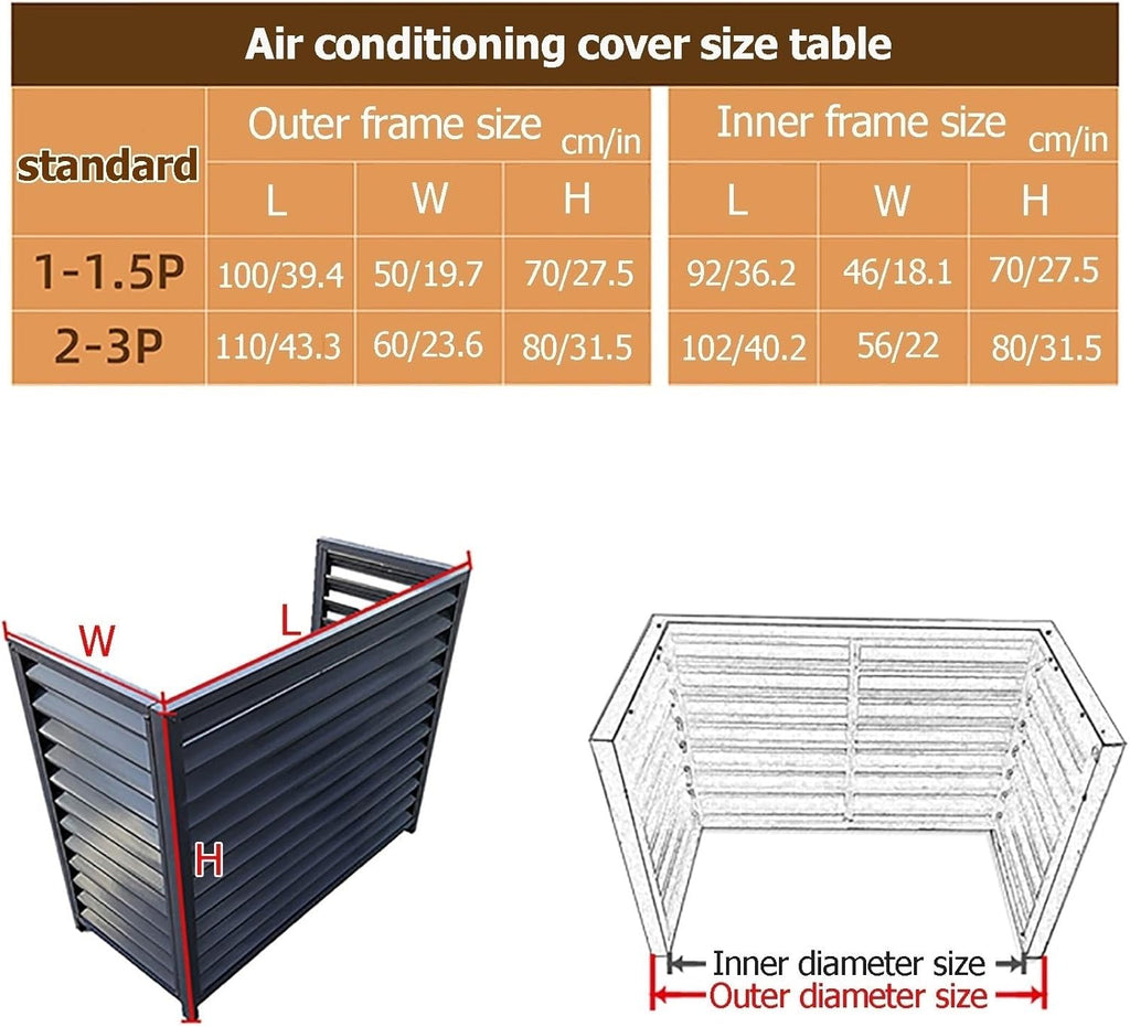 GENERIC Housse De Protection En Aluminium Pour Climatiseur Et Clôture De Confidentialité Décorative Pour Extérieur - Condensateur CA - Pour Pompe à Chaleur - Design Résistant Aux Intempéries
