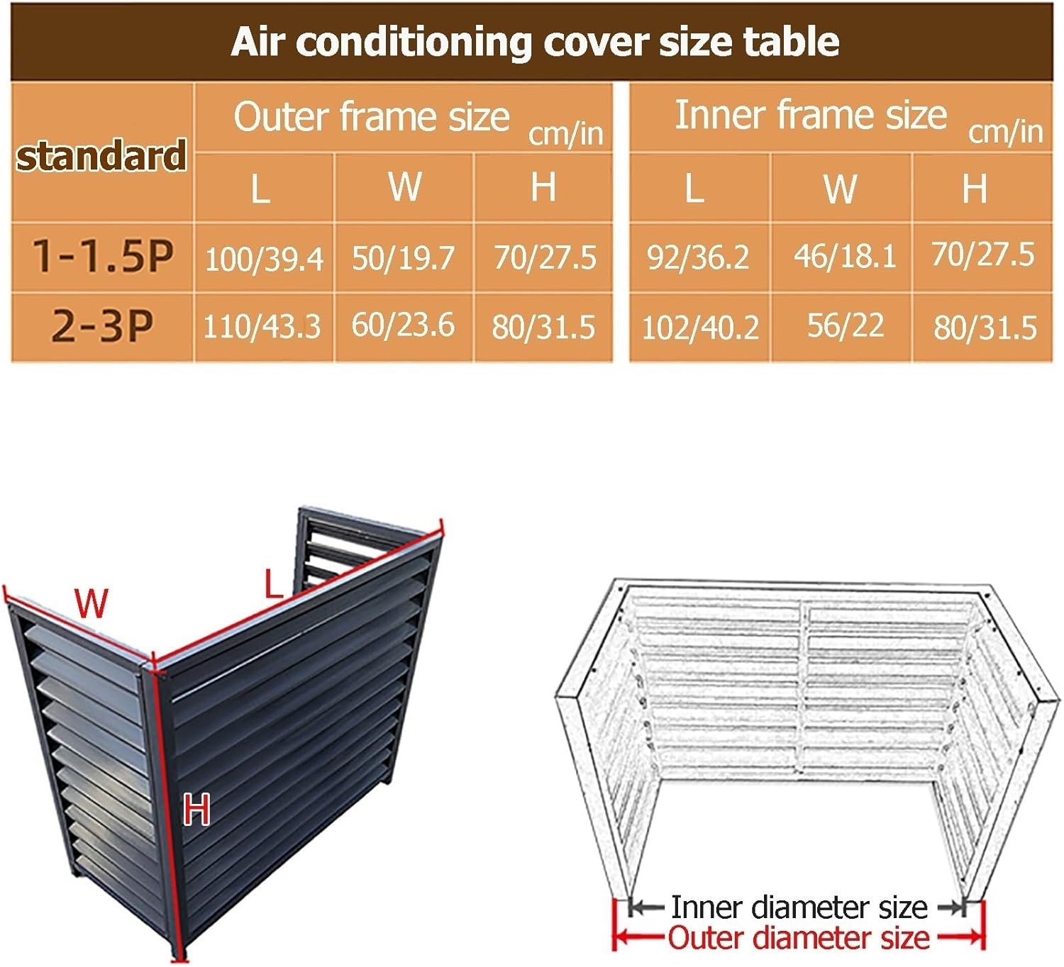 GENERIC Housse De Protection En Aluminium Pour Climatiseur Et Clôture De Confidentialité Décorative Pour Extérieur - Condensateur CA - Pour Pompe à Chaleur - Design Résistant Aux Intempéries