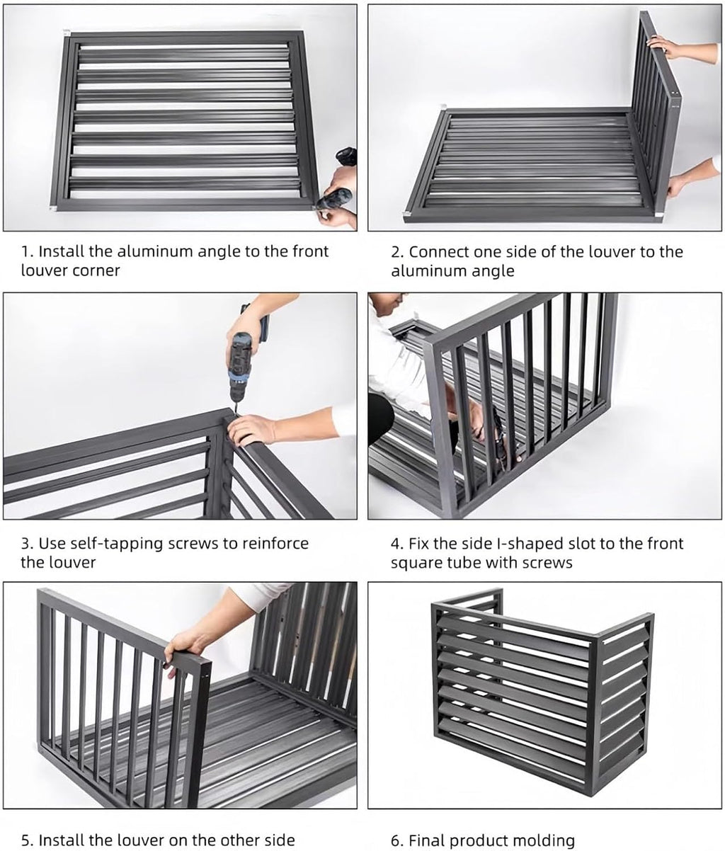GENERIC Clôture De Climatiseur D'extérieur à 4 Panneaux En Aluminium Pour Protection De L'intimité Et Protection - Gris - 100 Cm - Cachez Votre Unité De Climatisation De Manière élégante Et Sécurisée