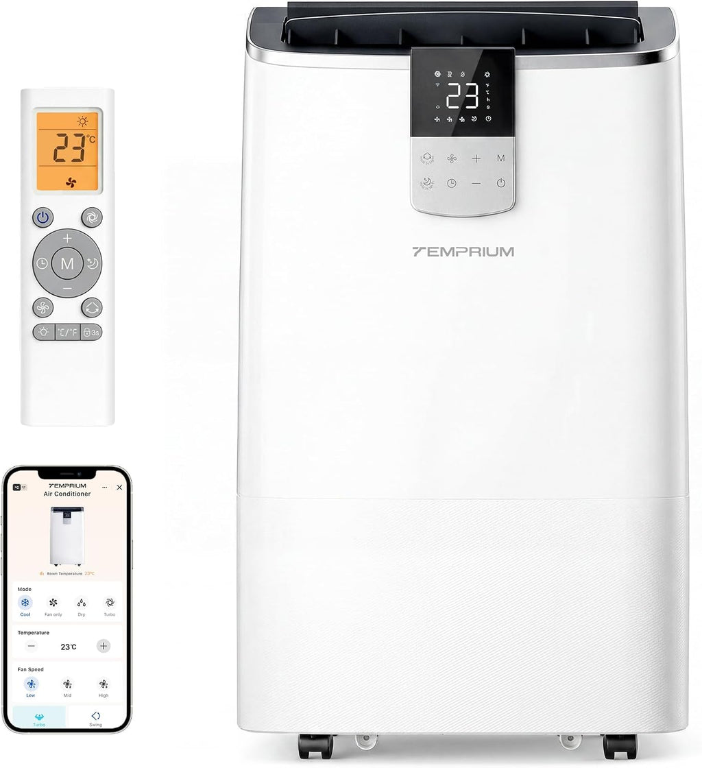  Climatiseur Mobile 7000 BTU, 3-en-1 Écoénergétique Climatiseur Portable, Kit Fenêtre Inclus, Contrôle Via Application/Télécommande, Silencieux <48 DB, Minuterie 24 H, Idéal Pour Pièces Jusqu’à 20 M²