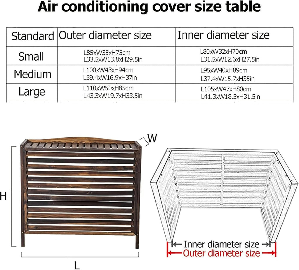 GENERIC Housse De Protection Pour Climatiseur Extérieur – Support De Climatisation En Bois Massif Pour Unités Extérieures, Cachette élégante Et Protection De Radiateur