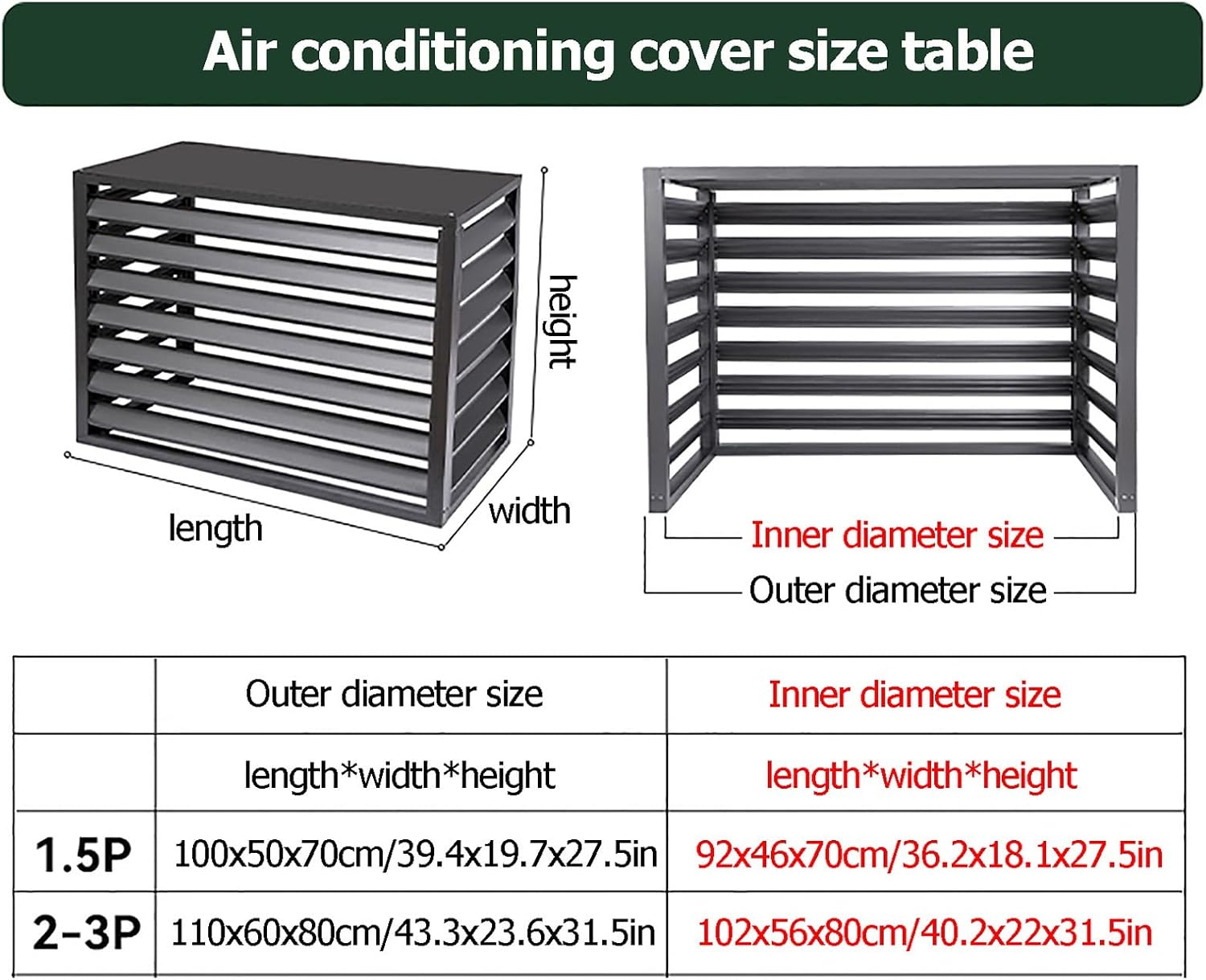 GENERIC Housse De Protection En Aluminium Pour Unité De Climatisation Extérieure - Protection Contre Les Intempéries - Pour Pompe à Chaleur - Équipement Extérieur - Grille De Protection Pour Climatiseur