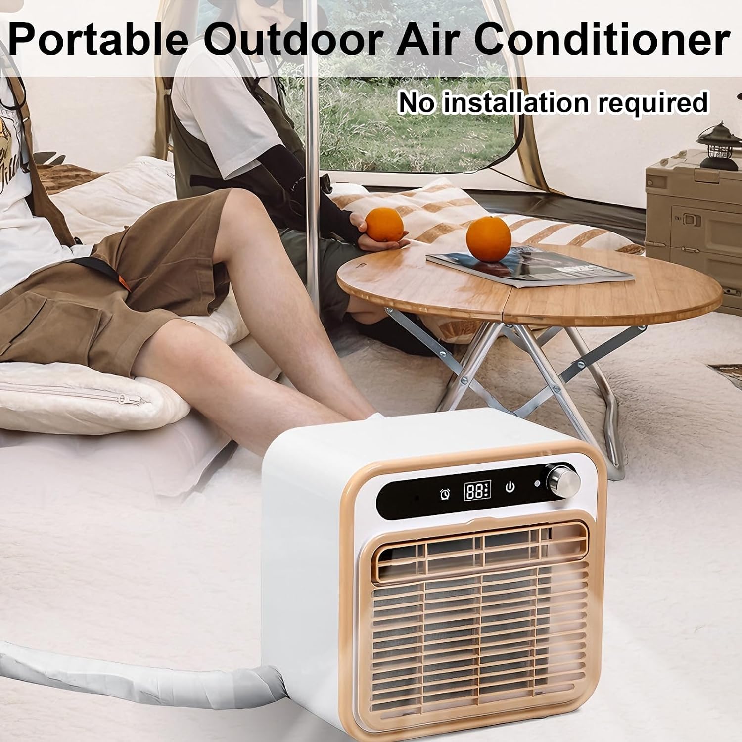  Calme Split Portable AC Pour Le Camping, RV, Tente. 130m3/h Airflow, WiFi Et Télécommande, 12H Minuterie.Léger 13kg Sans Tuyau De Conception Pour La Caravane, Camion, Refroidissement De Chambre à Couc