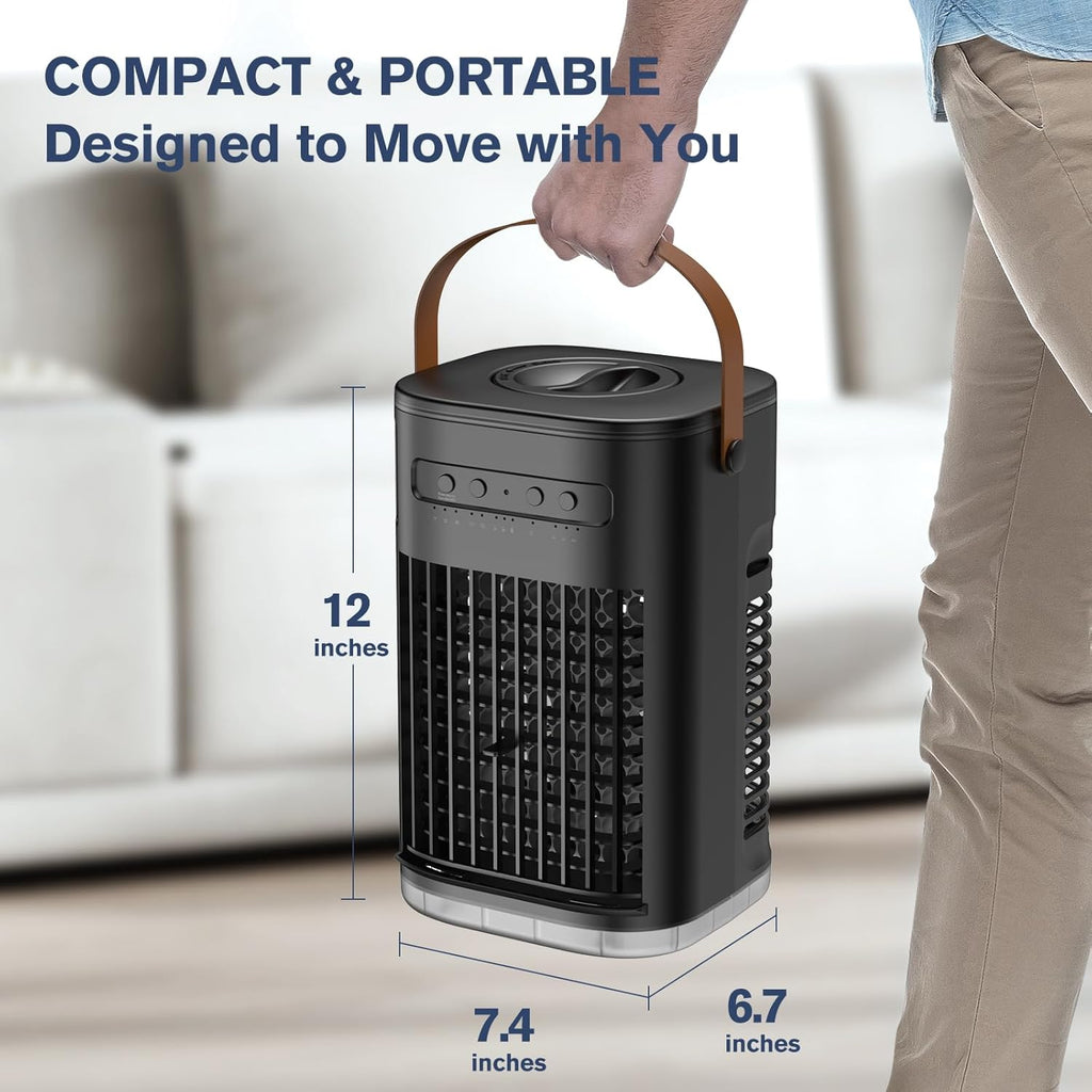  Refroidisseur D'air Par évaporation, Unité AC Portable Pour Chambre à Coucher, Bureau, 7 Lumières De Couleur, Mini Climatiseur Personnel,
