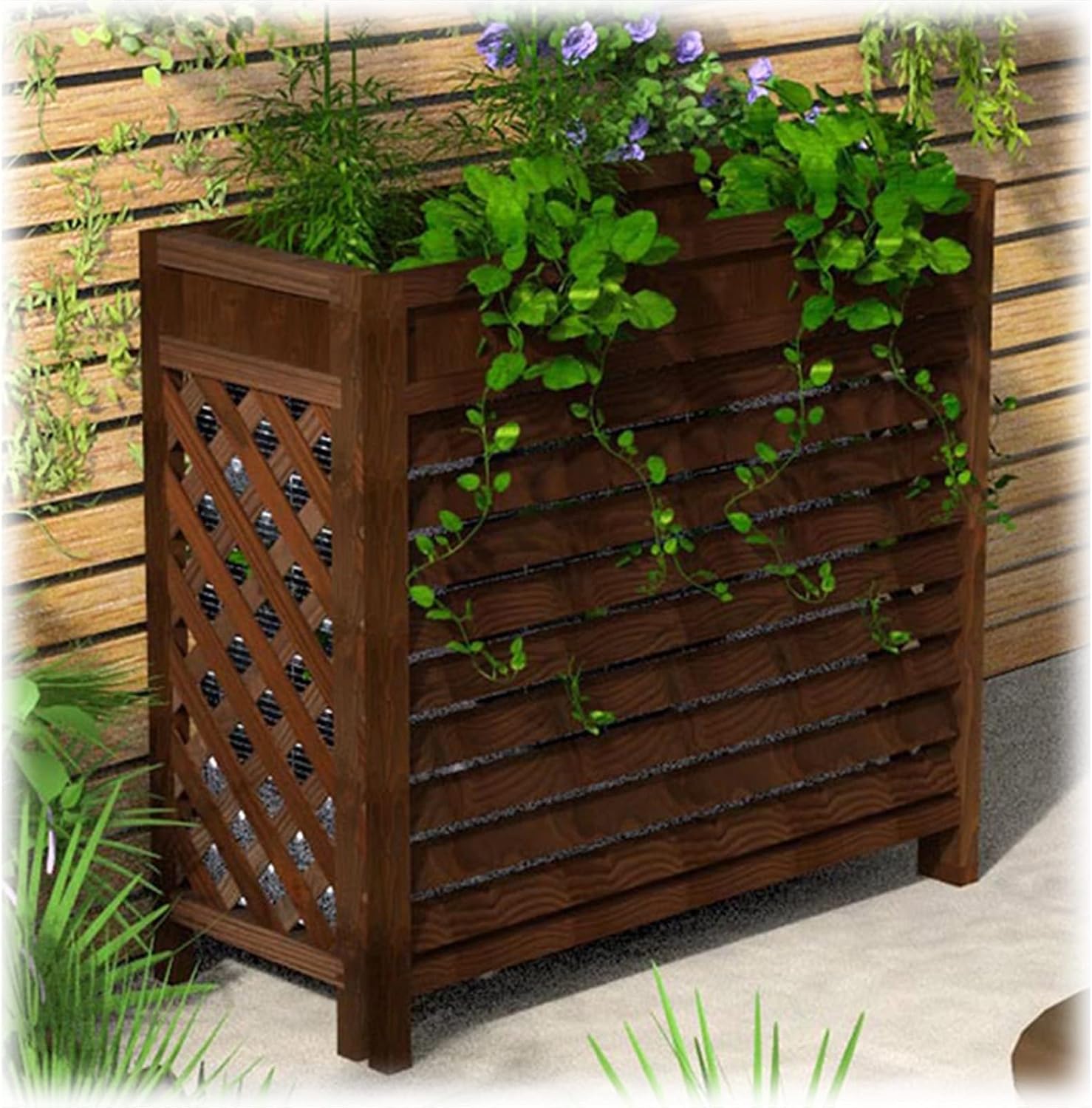  Housse De Protection Pour Climatiseur D'intérieur En Bois Massif, Support à Fleurs, Unité De Condensation, Cadre à Persiennes, écran De Confidentialité, Protection Contre Les Intempéries