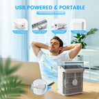 Climatiseurs Portables, Mini Climatiseur AC 4 En 1 Avec Réservoir D'eau De 1000ml, Minuterie 2/4/8H Lumière Ambiante Ventilateur Refroidisseur D'air Évaporatif Personnel Alimenté Par USB Pour Chambre