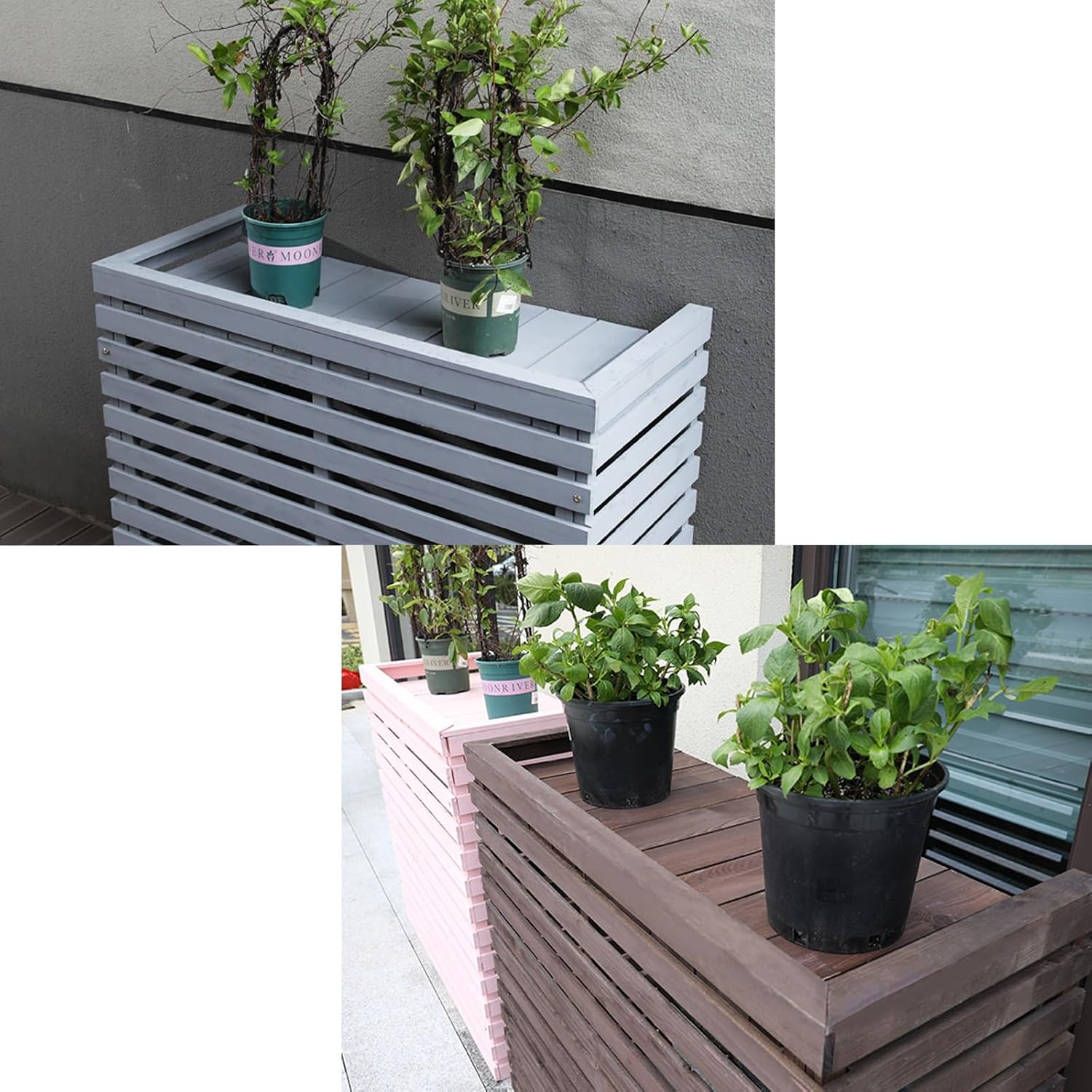  Housse Décorative Pour Climatiseur Extérieur Avec Support De Plante En Bois Et Couvercle Supérieur Pour Protection De Clôture – Résistant Aux Intempéries, élégante Et Fonctionnelle