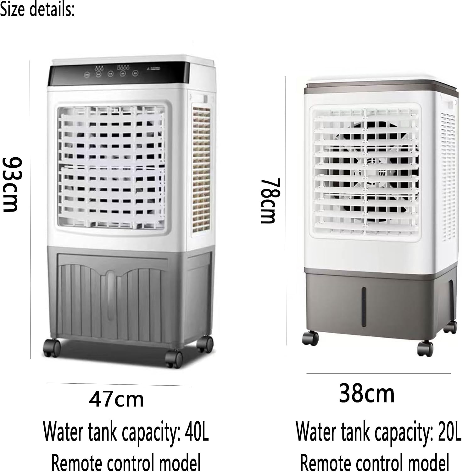 GENERIC Refroidisseur D'air évaporatif 40L, Ventilateur De Refroidissement Portable Avec Télécommande, 3 Vitesses, Fonctionnement Silencieux, Oscillation Large, Idéal Pour La Maison De Bureau De Chambre