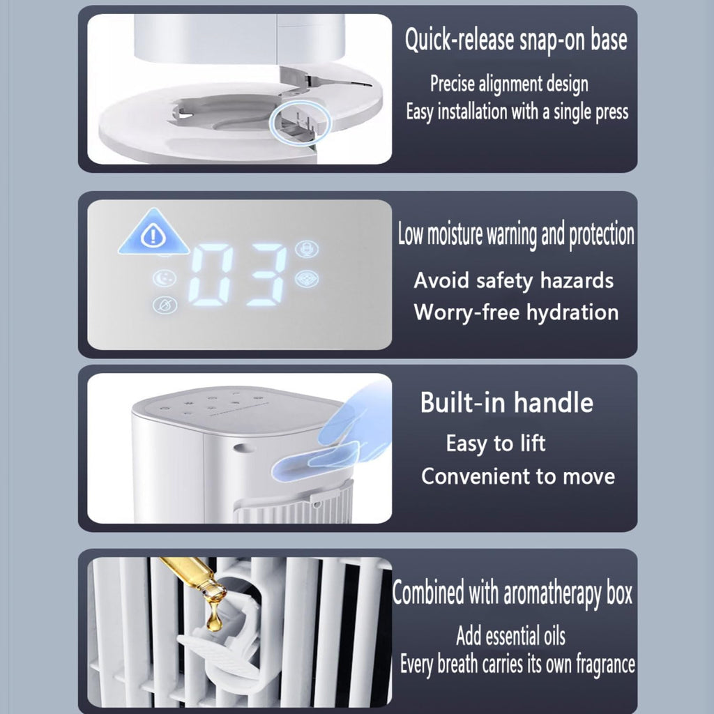 GENERIC Ventilateur De Tour De Refroidissement, Ventilateur De Climatiseur Portable Avec Oscillation à 80 °, 3 Vitesses, Réservoir D'eau 4L, Minuterie 12H, Packs De Glace, Contrôle Tactile, Pour Bureau De La
