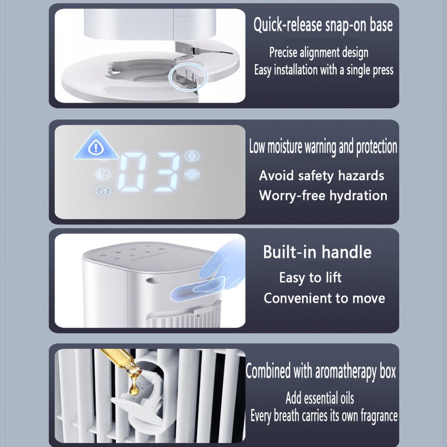 GENERIC Ventilateur De Tour De Refroidissement, Ventilateur De Climatiseur Portable Avec Oscillation à 80 °, 3 Vitesses, Réservoir D'eau 4L, Minuterie 12H, Packs De Glace, Contrôle Tactile, Pour Bureau De La