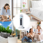 Genérico Ventilateur De Climatisation Oscillant Silencieux Sans Pale Avec Télécommande, Ventilateur Colonne Rafraîchisseur D'air 6 Vitesses Avec Humidificateur, Grand Réservoir D'eau, Refroidisseur Portable