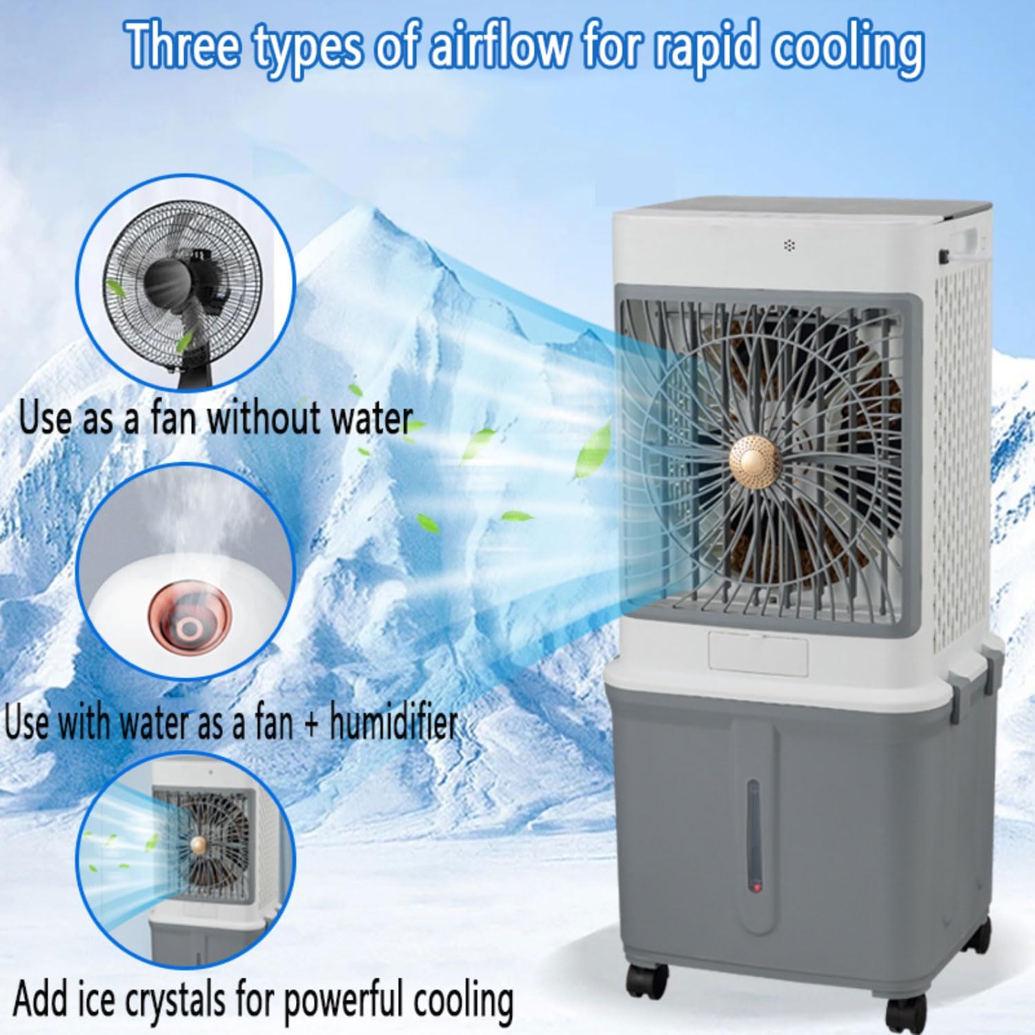GENERIC Climatiseurs Portables Refroidisseur D'air évaporatif Refroidisseur D'air Portable Unité De Climatisation Pour Ventilateur De Refroidissement Sans Fenêtre De Chambre Qui Soufflent D'air Froid Avec 32L