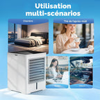  Climatiseur Mobile, 3 En 1 USB Rafraichisseur D’air Silencieux Ventilateur à Eau 470ML, 3 Vitesses, Minuterie, Écran Tactile, Rafraîchisseur D’air Sans Évacuation Pour Usage Personnel, Chambre, Bureau